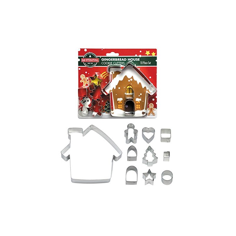 R&M Gingerbread House Decorating Set, 10 Pieces, Silver