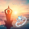 MOPOPOK 925 Sterling Silver Moonstone Lotus Ring Lotus Flower Chakra