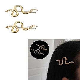 Gold Snake Hair Clips for Women Girls - Metal Barrette for Thick Thin Hair - Non-Slip Vintage Hairpin Accessories - 2 Pcs