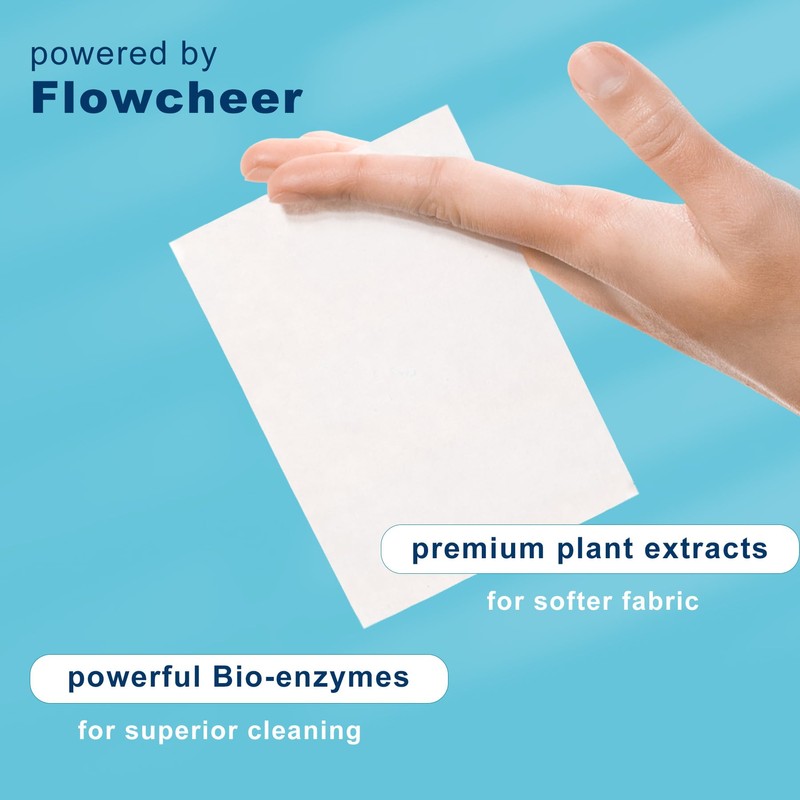 FlowCheer Laundry Detergent Sheets 10 Loads, Fragrance Free, Plastic-Free, Powerful
