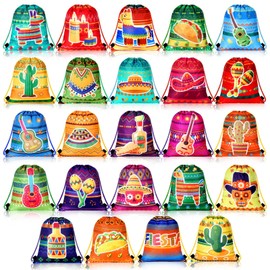 24 Piezas Mochilas con Cordón de Fiesta Mexicana Bolsa de Regalos para Fiesta del Cinco de Mayo Bolsas con Cordón de Dulces Bolsas de Recuerdos para Fiestas de Tacos para Niños Cumpleaños Mexicana