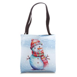 Snowman with Carrot Nose Scarf Winter Christmas Tote Bag