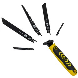 C.K Tools Multi Hand Saw 6pc Kit, Universal Quick Change Handsaw with 5 Blades for Wood, Metal, Plasterboard & Plastic, Reciprocating Jab Sawing Set, Garden Cutter Tool, Recip Drywall Saw CK T0820A