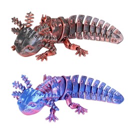 CYNOSURETECH 2 Pieces Of Axolotl Toys, Creative 3D Printed Toys, Cute Animal Ornaments, Mini Axolotl Toys For Children, Desktop Ornaments For Decoration