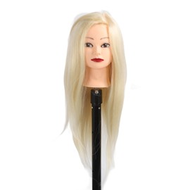 Hair Styling Mannequin Head 85% Real Hair Hairdresser Training Head for Braiding Golden Hair
