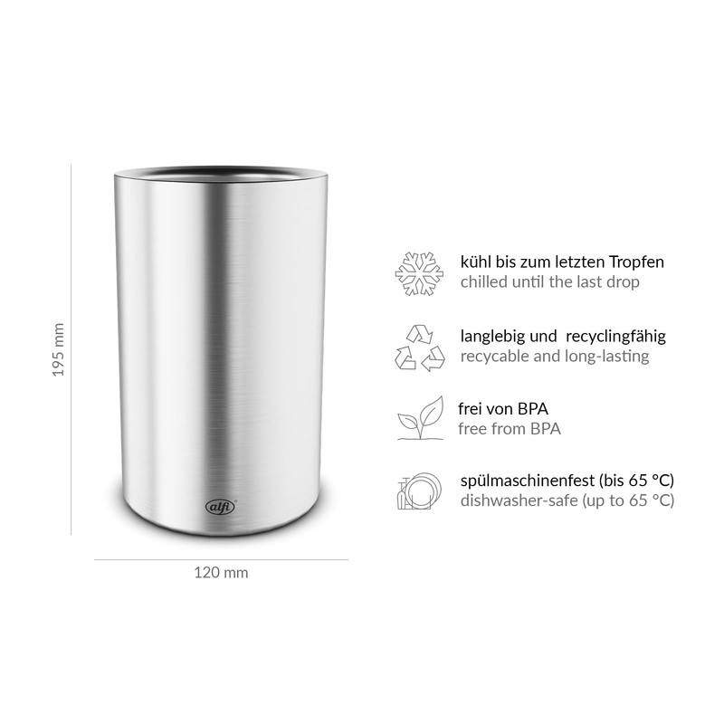 alfi 0457205100 Flaschenkühler Vino, Edelstahl mattiert