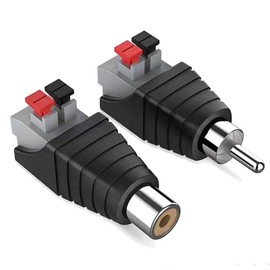 2PCS RCA to Speaker Wire Adapter,RCA Male to Female Speaker Wire Adapter Plug Jack,Audio Video Spring Press Type Balum Connector Adapter for CCTV, Security Systems, Low Voltage Applications Black