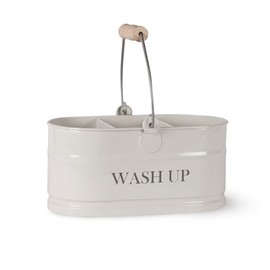 Garden Trading Original Wash Up Sink Storage Caddy Crafted in Wipeable Chalk Steel | 3 Inner Compartments For Easy Kitchen Storage | H14.5 X W27.5 X D17cm