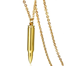 Yuioiow Bullet Cremation Jewelry for Ashes Pendant Locket Stainless Steel Keepsake Funeral Memorial Urn Necklace for Men Women (Gold)