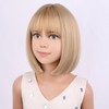 PATTNIUM Kids Blonde Wig Child Blonde Bob Wig Short Straight