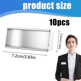 Pack of 10 Professional Magnetic Name Badges, Name Badges for Clothes, Magnet, Aluminium Name Badges with Strong Double Magnet, with Paper Slot, 72 x 31 mm, Gold