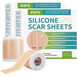 Cinta de silicona para eliminar cicatrices, reutilizable, lámina para cirugía, cesárea, abdomen, quemaduras, cicatrices faciales, queloides, acné (3 M x 2 Rollos)