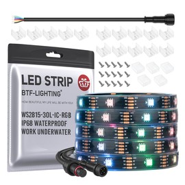 BTF-LIGHTING IP68 Waterproof Outdoor WS2815(Upgraded WS2812B) RGB LED Strip Individually Addressable 5050SMD Dual Signal DC12V 16.4ft 150Pixel Can Work Under Water 12MM Width(No Adapter or Controller)