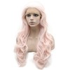 MX angel Long Wavy Light Pink Lace Front Synthetic Hair