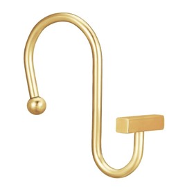 Gracelife Shower Curtain Decorative Hook Modern Square T Bar Shape Shower Hooks Hangers Rust Proof Shower Curtain Rings for Bathroom (Gold)