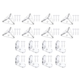 sourcing map 8 Set Acrylic Corner Bracket L-Shaped and Triangle Corner Connector Joint Hanger Brace Brackets Translucent w/Snap for Reinforcement Connecting Furniture