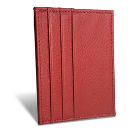 WOXVM Credit Card Holder Wallet RFID Blocking Slim Credit Card Cases Holder Premium Leather Minimalist Front Pocket Small Wallet with 6 Card Slots and 1 Pockets for Men Women (Red)