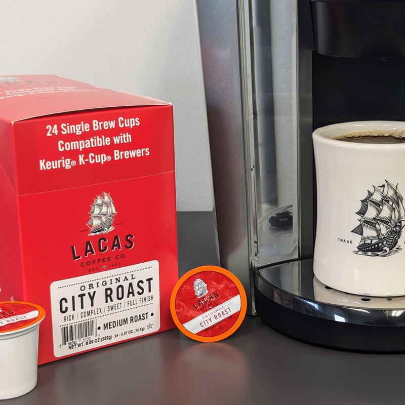 Lacas Coffee Original City Roast Single Serve Cups, Compatible with
