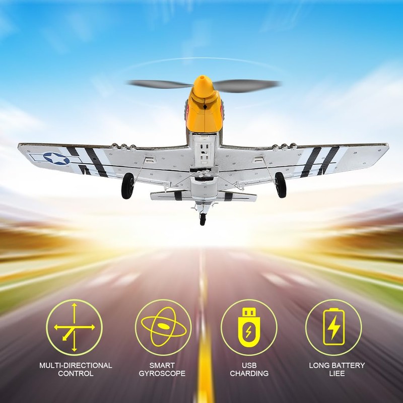 ANTSIR P51 RC Plane for Adults Kids, 4 Channel Remote