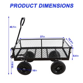 Wagon with Removable Sides Can be Used in Farms, Warehouses etc l Garden Dump cart- A Must-Have for Your Dream Garden Garden Essential- Dump cart Solid Wheels (Black Solid Wheels)