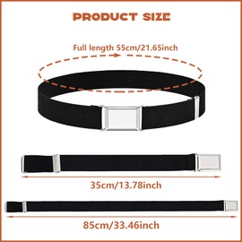 Mikqky Pack of 4 Children's Belts, Children's Boys, Elastic Children's Belt, Children's Belt, 4 Colours with Simple Buckle, Unisex, Black, dark blue, brown, grey