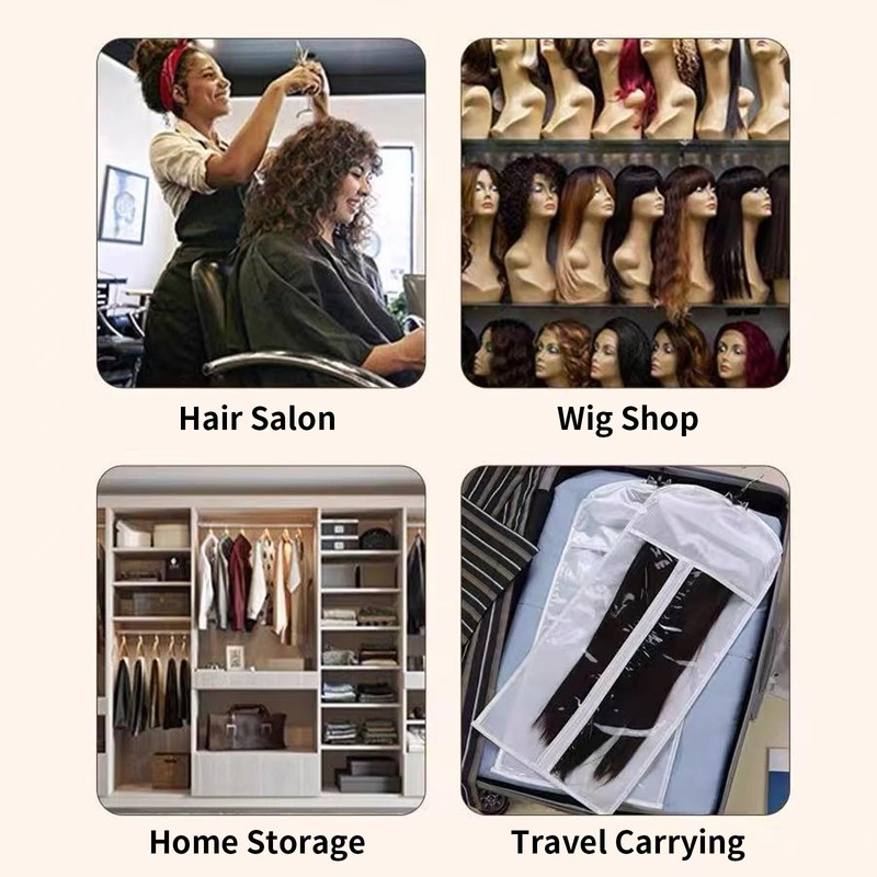 4-Pack Wig Storage Bags with Hanger (2 Large 31.5in +2