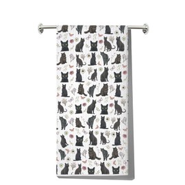 JNIAP Black Cat Kitchen Towel Black Cats Lover Gift Blacks Kitty Dish Towel Raven Cats Mom Hand Towel (allBlack Cat kt)