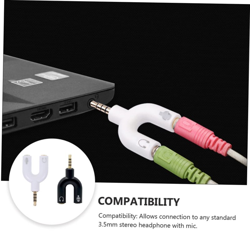 LALAFINA U Shape 3.5mm Headphone Splitter Adapter Mic Converter Stereo