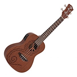 Luna Maluhia Peace Concert Ukulele with Gig Bag, Satin Natural