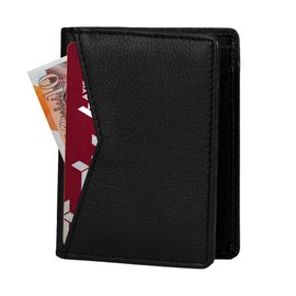 STARHIDE Ultra-Slim Leather Cardholder Wallet for Men & Women - RFID Blocking, Compact & Stylish Design, Holds Up to 8 Cards - Ideal for Travel & Daily Use, Premium Leather Build (Black Nappa)