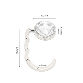 Foldable Purse Hook Floding Handbag Hanger Rhinestone Bag Holder for Table Desk 2 PCS White