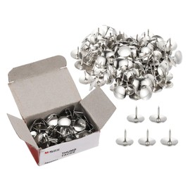 PATIKIL 500 Pcs Thumb Tacks, Push Pins Thumbtacks Strong Pushpins Rust Proof Metal Steel Flat Head for Wall Cork Board Bulletin Board Wood Decorative, 2 Pack Paper Box, Silver Tone