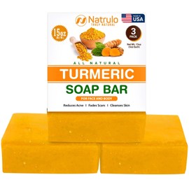 Natrulo- Jabón de cúrcuma natural para rostro y cuerpo: jabón iluminador de cúrcuma para manchas oscuras, zonas íntimas