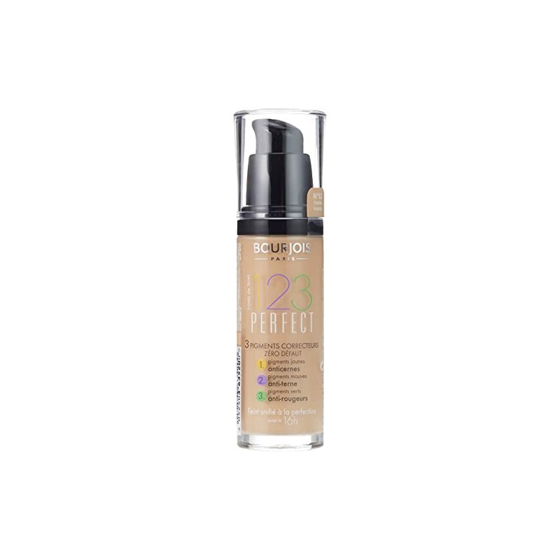 Bourjois 123 Perfect Medium Coverage Liquid Foundation 52 Vanilla, 30