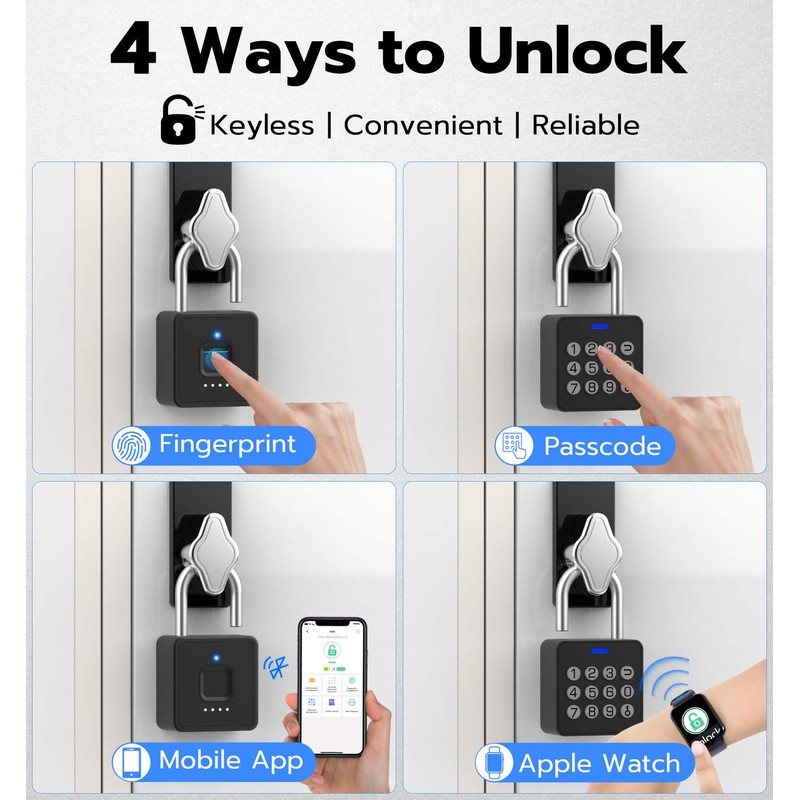 Fingerprint Gym Locker Lock with Code Keypad, Anweller Waterproof Keyless