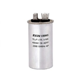 Running Capacitor, 15uf CBB65 Running Capacitor 450V AC 2 Wires, 50Hz/60Hz Capacitor for Starting AC Motors, Washing Machines, Air Conditioners, Refrigerators, Oven