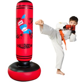 Heavy Punch Bag for Children Boxing Dummy Inflatable Dinosaur Cool Fun Toy for Boys Sports Gifts Outdoor Activities Yard Games (120 cm Red)