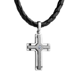 STERLL Men's Necklace Black Cross Pendant Silver 925 Eco Packaging The Best Men Gifts, Stainless Steel, No Gemstone