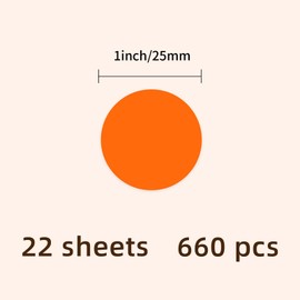 Yeachlaing 1" Round Colored Dot Stickers Labels,660 Pack,Orange