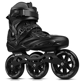 Inline Skates for Men Women, 3 Wheels 110mm Blades Roller for Adult Male Female, Classic Outdoor Fitness Inline Speed Skates for Unisex (Black)