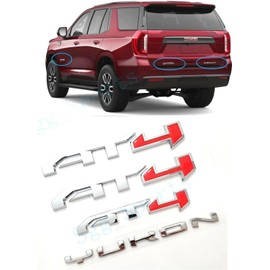 4Pcs Door Rear Tailgate AT4 Yukon Emblems Letters 3D Badge Replacement for 2021-2025 Yukon XL (Chrome)