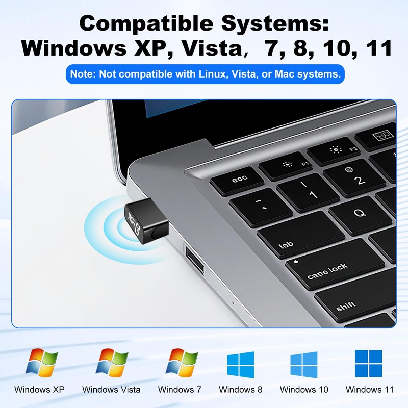 Quevati WLAN Stick Adapter with Built-in Driver, USB WiFi Adapter
