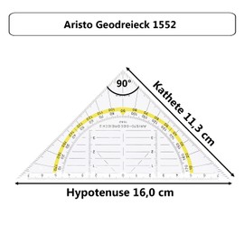 Aristo AR18001B Set Square AR1552 with Matching Geocover Protective Cover Tropic Life (Triangle Hypotenuse 16 cm, Ink Nubs and Facets, Cover with Holes for Filing) Multicoloured, Transparent
