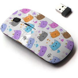 2.4G Wireless Mouse with Cute Pattern Design for All Laptops and Desktops with Nano Receiver - Cute Cats Crown