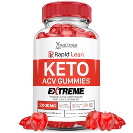 Justified Laboratories Rapid Lean Keto ACV Gummies Extreme 2000MG Rapid Lean Keto Gummies Apple Cider Vinegar Formulated with Pomegranate Beet Juice Powder B12 Vegan Non GMO 60 Gummys