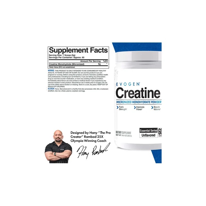 Evogen Creatina 300 Grs 60 Serv Sabor Sin Sabor