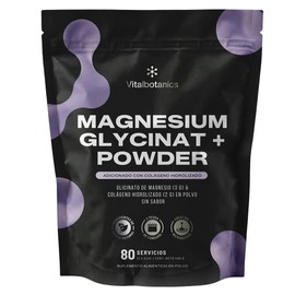 VITAL BOTANICS | Glicinato de Magnesio Con Colágeno Hidrolizado En Polvo | 80 Porciones - 5 g Por Porción | Magnesium Glycinat + | Suplemento Alimenticio Sin Aditivos | Sueño Y Descanso