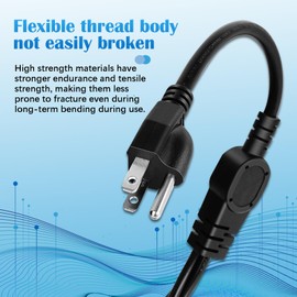 3 Prong 1 to 3 Outlet Power Cord Splitter Cord, 1.6FT 16AWG 10A/1250W, NEMA 5-15P to 3X NEMA 5-15R Y Style 3-Outlet Extension Cord for Home, Room, Office (Black)