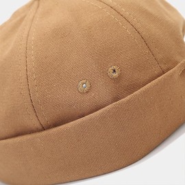 Cotton Docker Cap Men's Adjustable Sailor Hat Cap Without Visor Retro Brimless Hat Rolled Men's Docker Cap Fishing Hat Harbour Cap Hat, beige