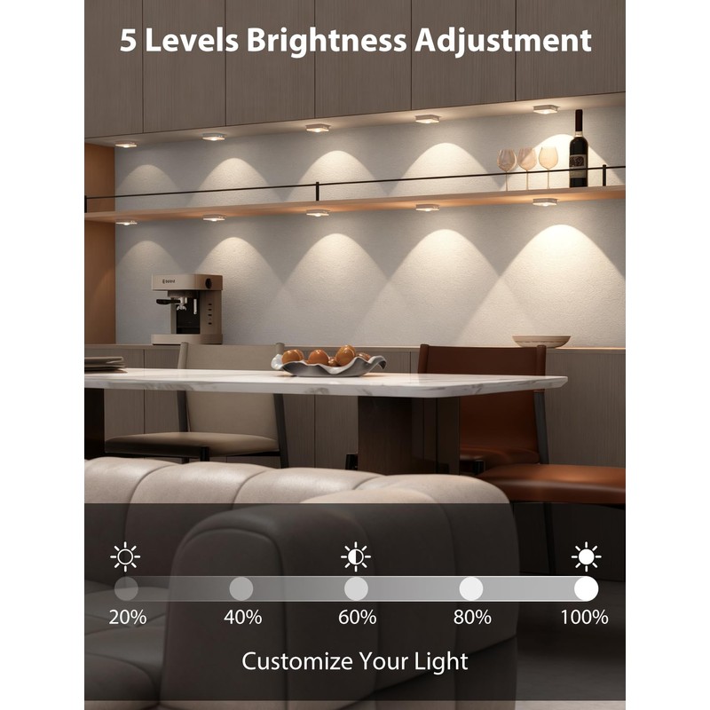 GBEAST 6 Pack Under Cabinet Lighting, Rechargeable Motion Sensor Puck